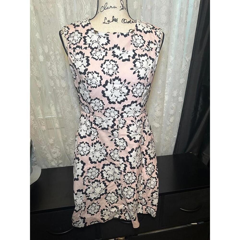Le Polka Pink & Black Floral Sleeveless Dress Size M